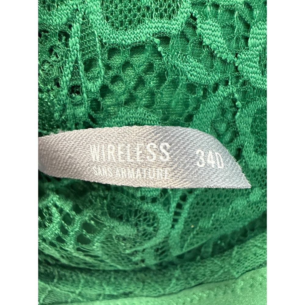 Aerie Emerald Green Lace Wireless Bra Unlined Bralette 34D Plunge Mesh Intimates - Picture 6 of 6
